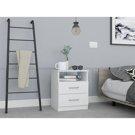 Gfancy Fixtures Modern & Stylish Particle Bedroom Nightstand, White GF3669095